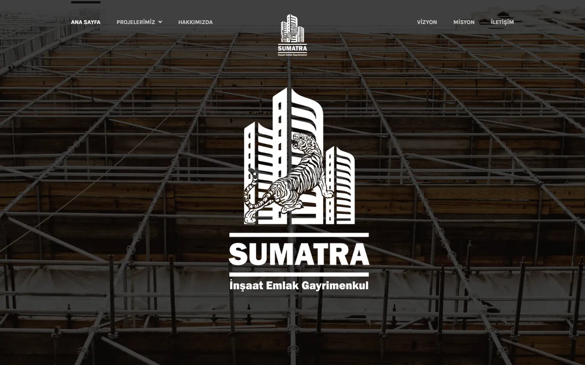 Sumatra İnşaat web sitesi ana sayfası